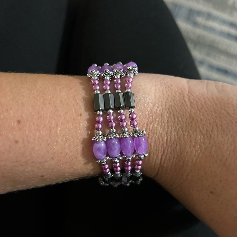 Magnetic Purple Beaded Bracelet